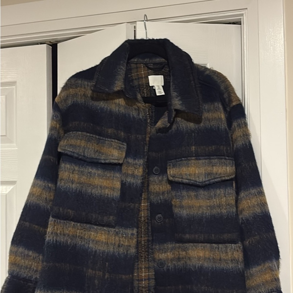 H&M Women's Striped Utility Jacket - Black and Tan - Picture 1 of 2